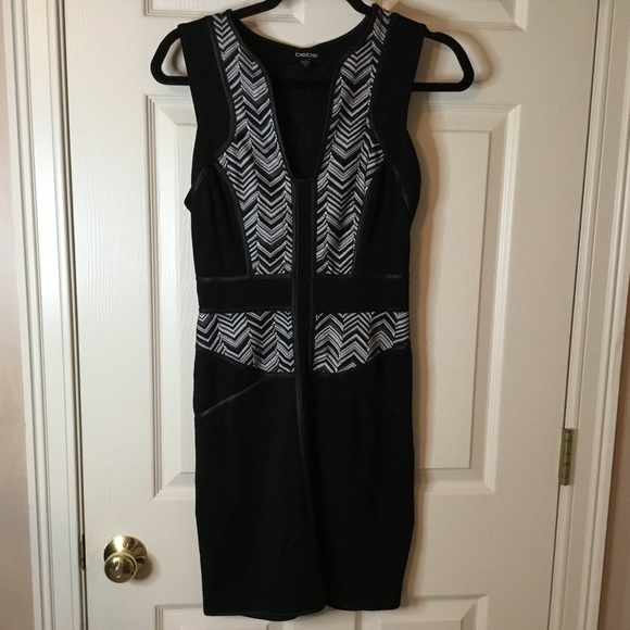 Bebe Black & White Sleeveless Bodycon Dress - S - Picture 4 of 11